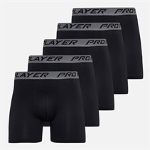 Pro Player Mens Performance Five Pack Boxer Briefs Black