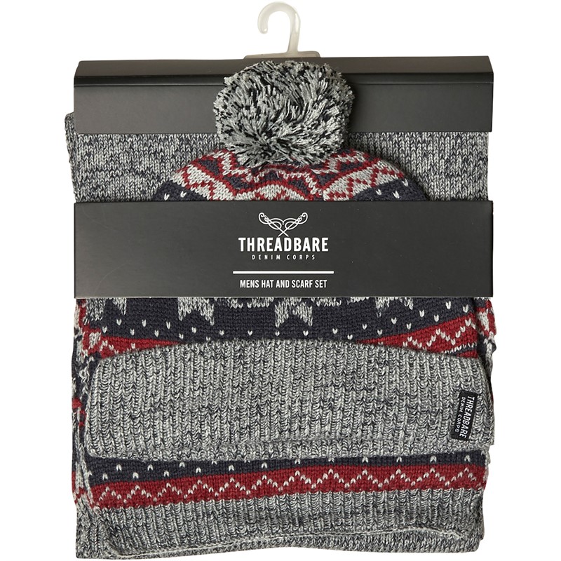 THREADBARE Mens Noel Hat And Scarf Set Multi