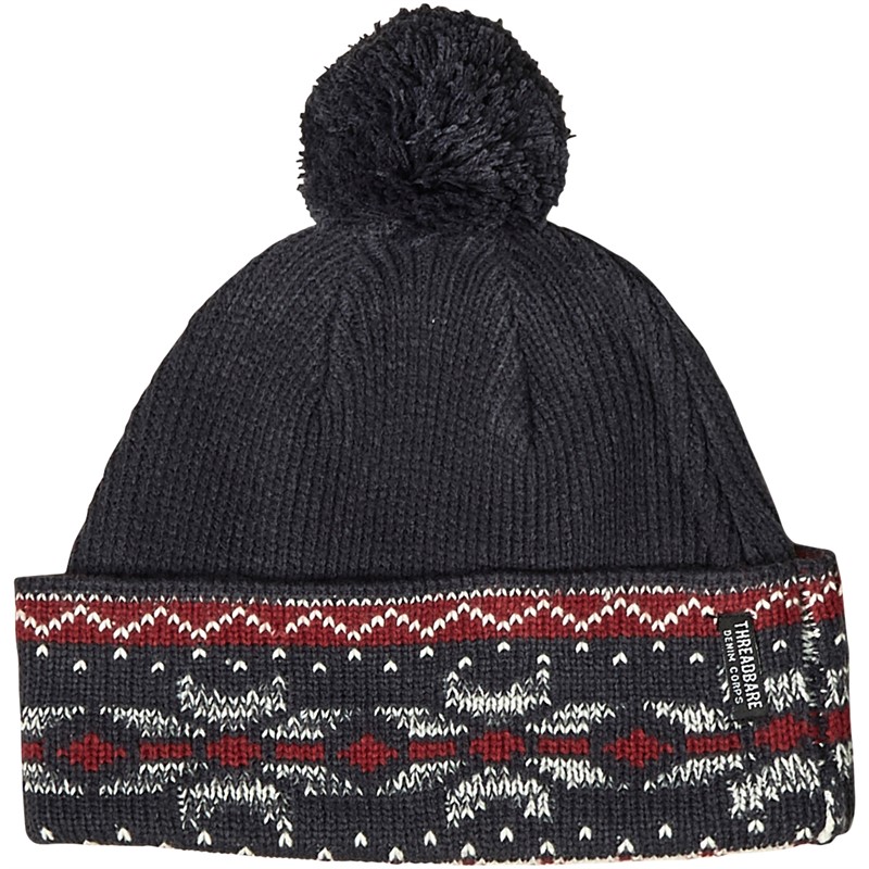 THREADBARE Mens Frank Hat And Scarf Set Navy