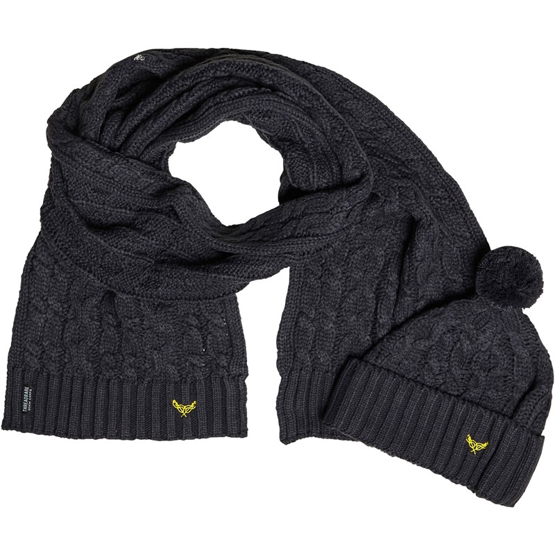 THREADBARE Mens Wyn Hat And Scarf Set Navy