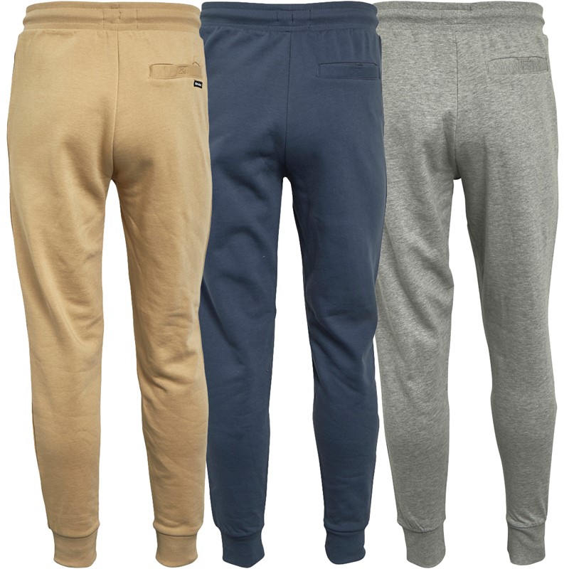 Buy Threadbare Mens Three Pack Trifoliate Joggers Grey Marl/Stone/Denim