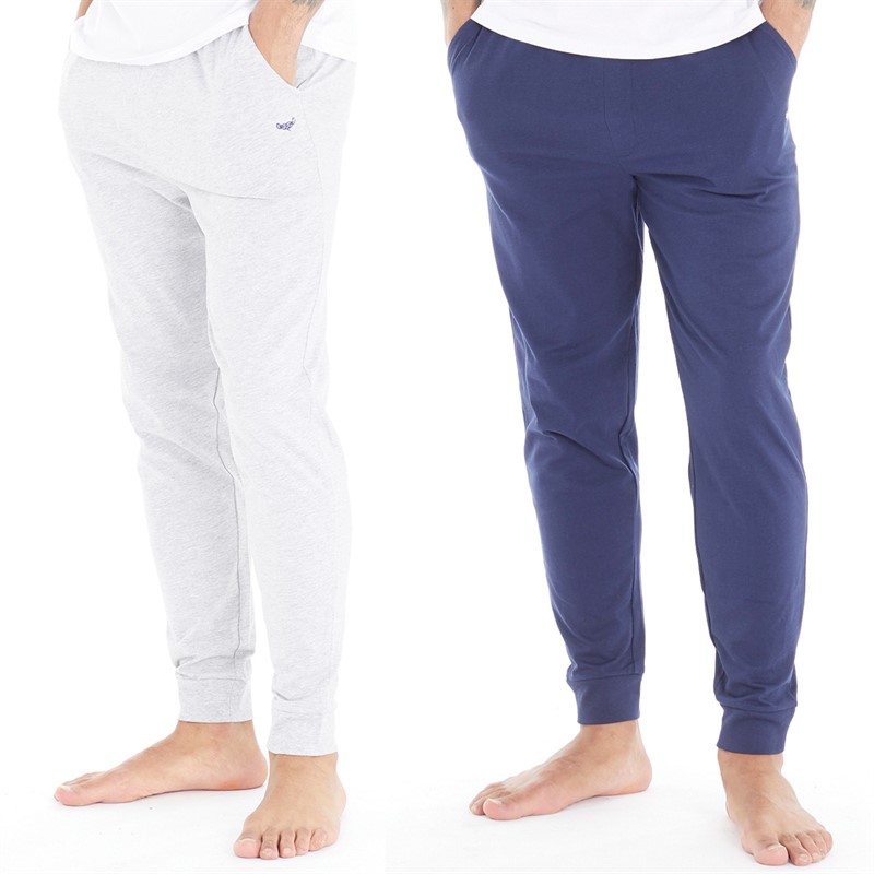 THREADBARE Mens Rudy Two Pack Loungewear Joggers Navy/Grey Marl