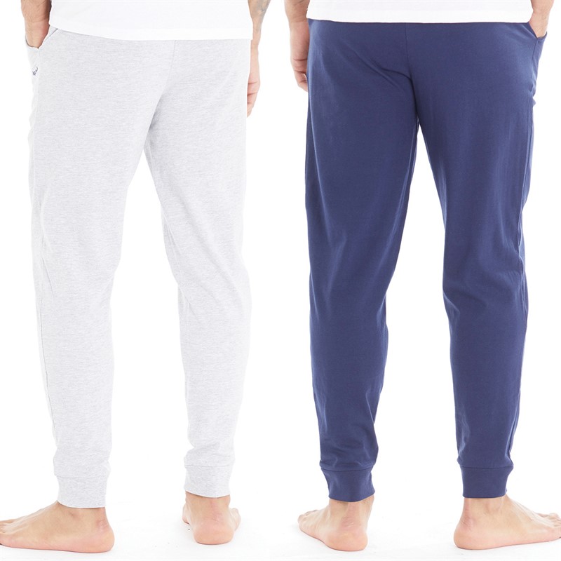 THREADBARE Mens Rudy Two Pack Loungewear Joggers Navy/Grey Marl