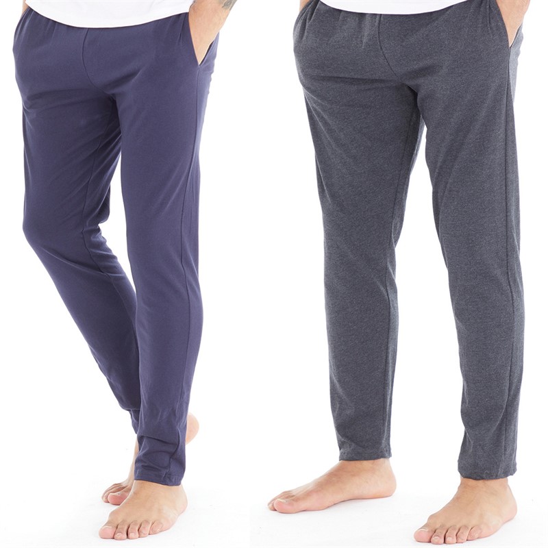 THREADBARE Mens Rene Two Pack Loungewear Joggers Charcoal/Navy