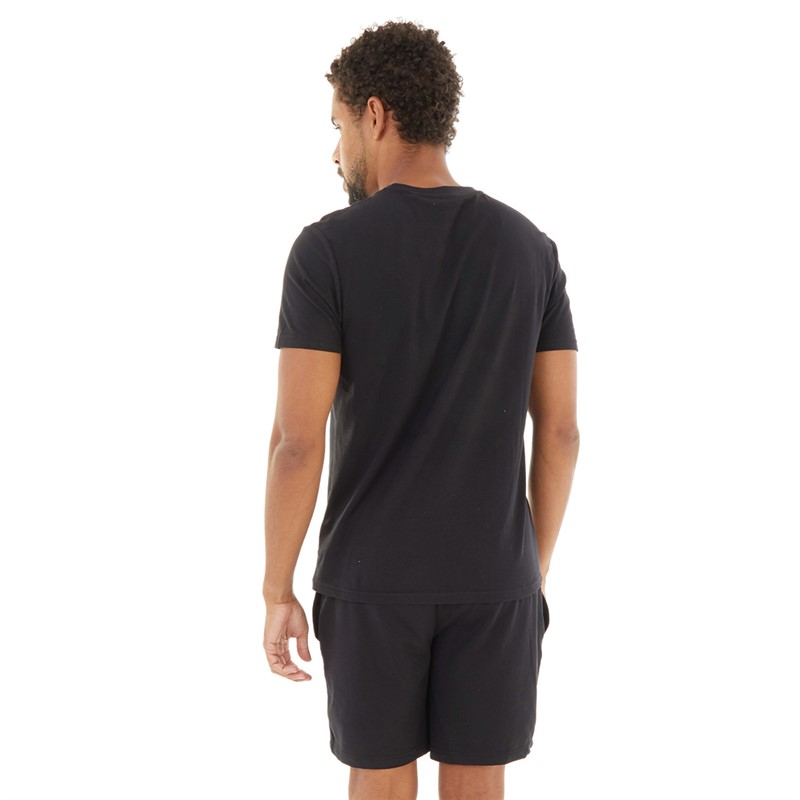 THREADBARE Mens Wells T-Shirt And Shorts Pyjama Set Black