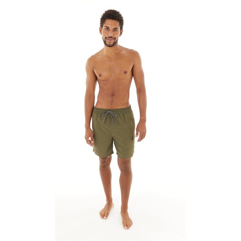 THREADBARE Mens Saxon Swim Shorts Khaki