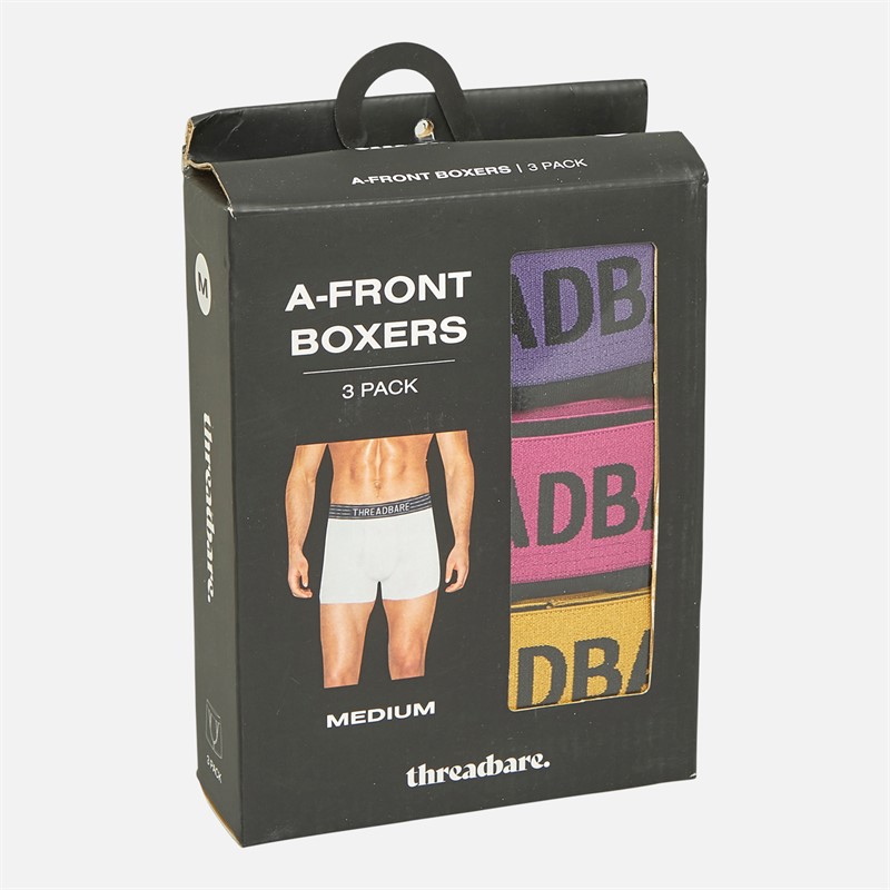 THREADBARE Mens Three Pack Dex A Front Trunks Black