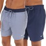 THREADBARE Mens Two Pack Kite Swim Shorts Navy/Geo