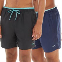 THREADBARE Mens Dawlish Two Pack Swim Short Navy/Black