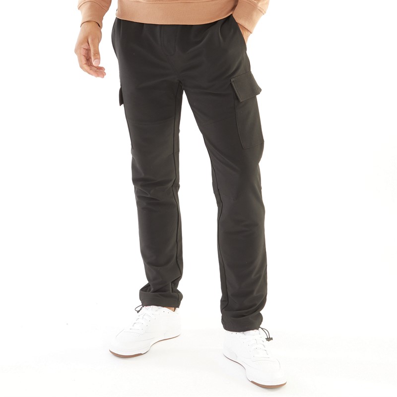 THREADBARE Mens Luxe Wally Cargo Trousers Black