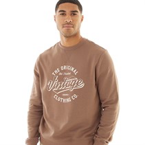 THREADBARE Mens Freeman Crew Neck Sweatshirt Deep Taupe