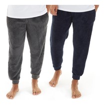 THREADBARE Mens Two Pack Borg Lounge Joggers Charcoal/Navy