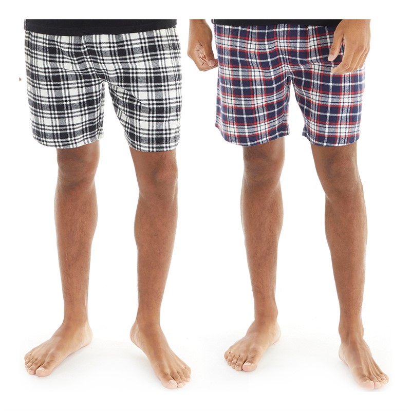 THREADBARE Mens Two Pack Check Shorts Multi Check