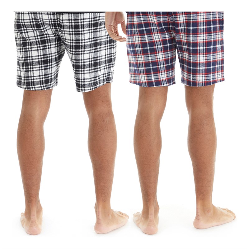 THREADBARE Mens Two Pack Check Shorts Multi Check