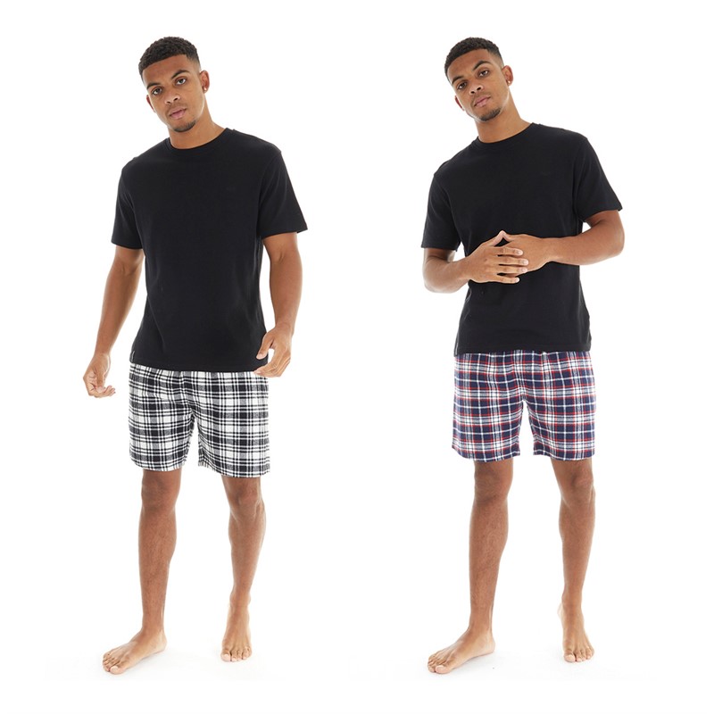 THREADBARE Mens Two Pack Check Shorts Multi Check