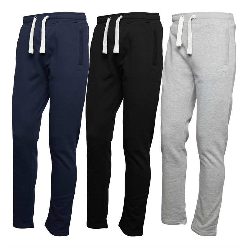 THREADBARE Mens Marigold Three Pack Open Hem Joggers Black/Navy/Grey