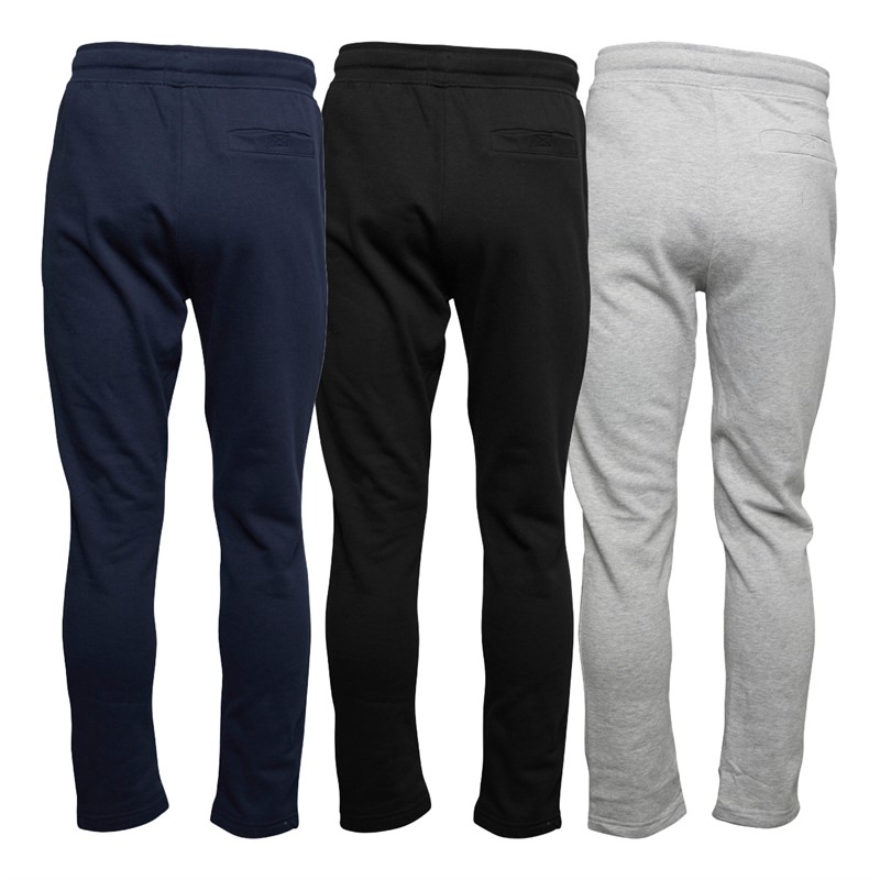 THREADBARE Mens Marigold Three Pack Open Hem Joggers Black/Navy/Grey