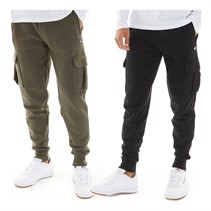 THREADBARE Mens Two Pack Stefan Cargo Joggers Black/Khaki