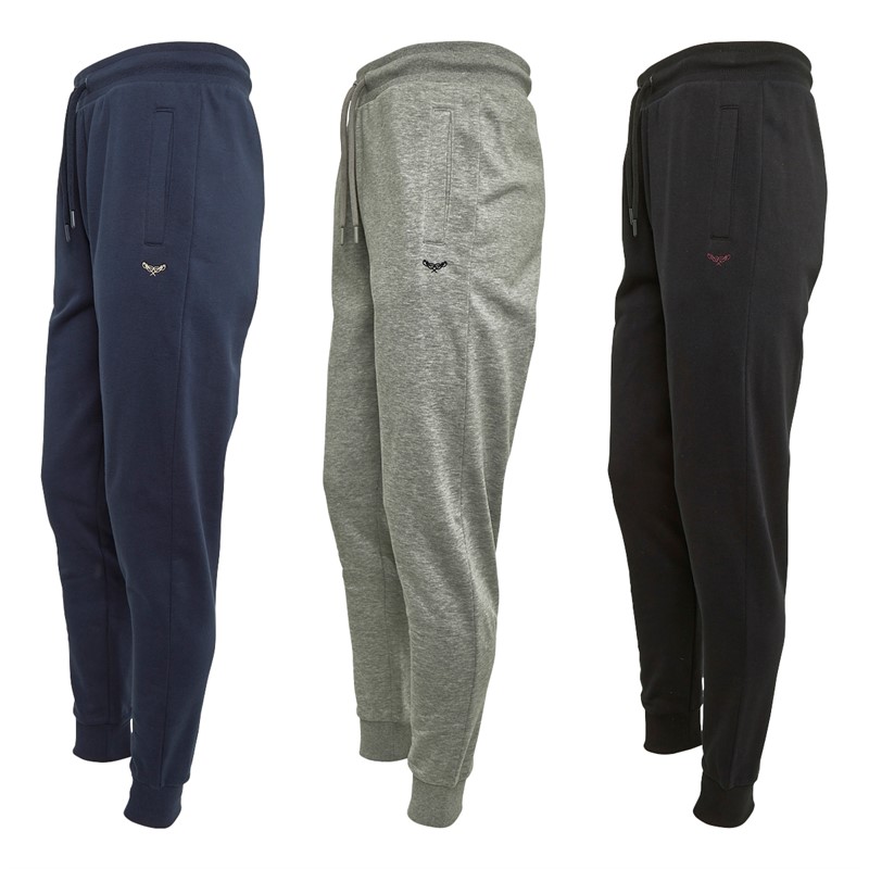 THREADBARE Mens Tangelo Three Pack Joggers Black/Navy/Grey Marl