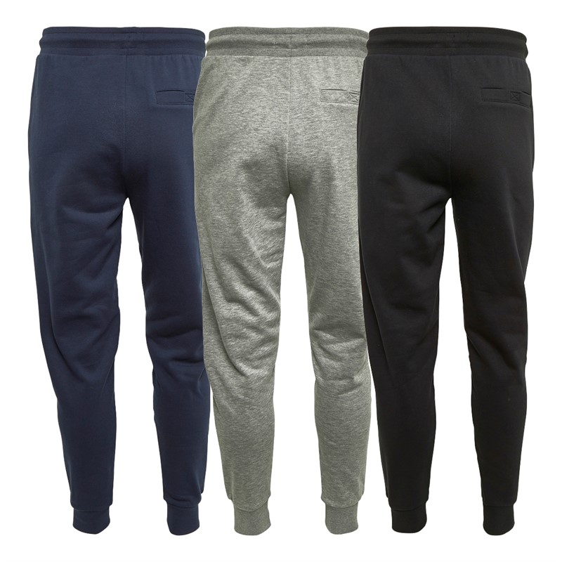 THREADBARE Mens Tangelo Three Pack Joggers Black/Navy/Grey Marl