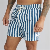 THREADBARE Mens Printed Charger Seersucker Swim Shorts Vintage Blue