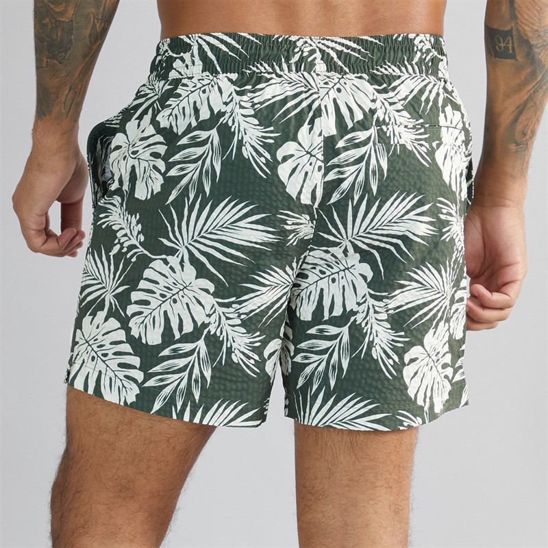 THREADBARE Mens Tuscana Printed Swim Shorts Olive