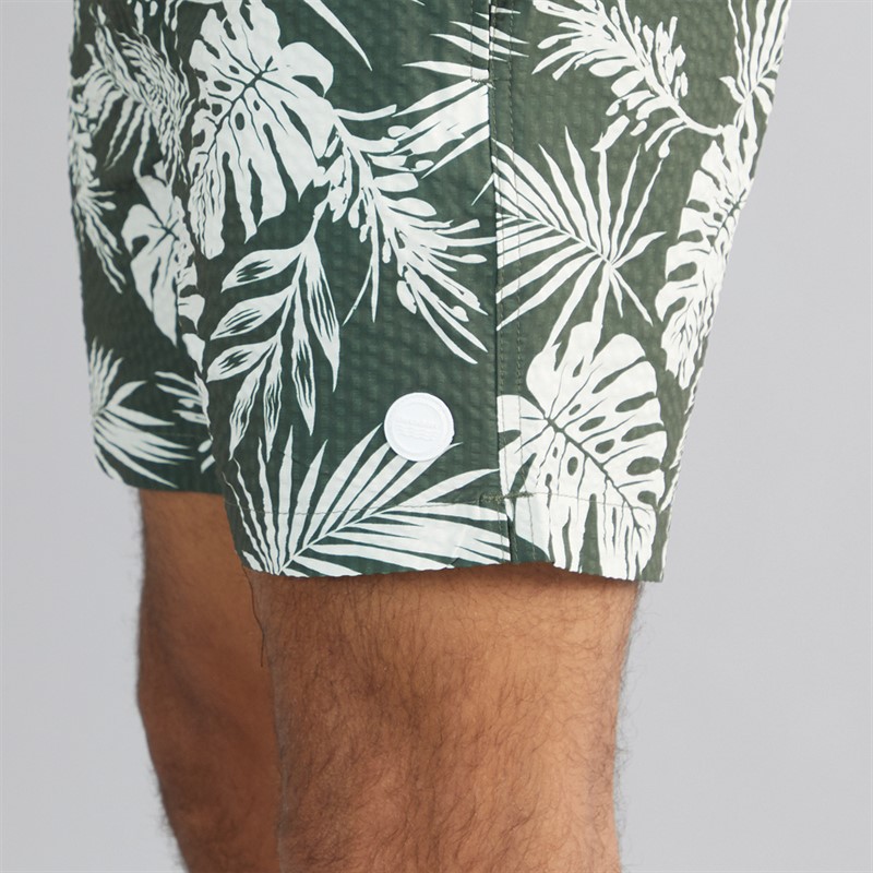 THREADBARE Mens Tuscana Printed Swim Shorts Olive