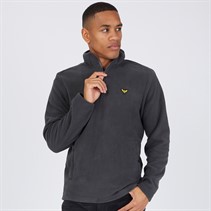 THREADBARE Mens Blade 1/4 Zip Fleece Charcoal