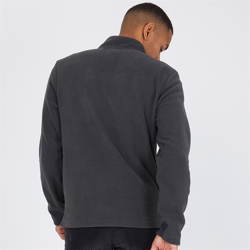 THREADBARE Mens Blade 1/4 Zip Fleece Charcoal