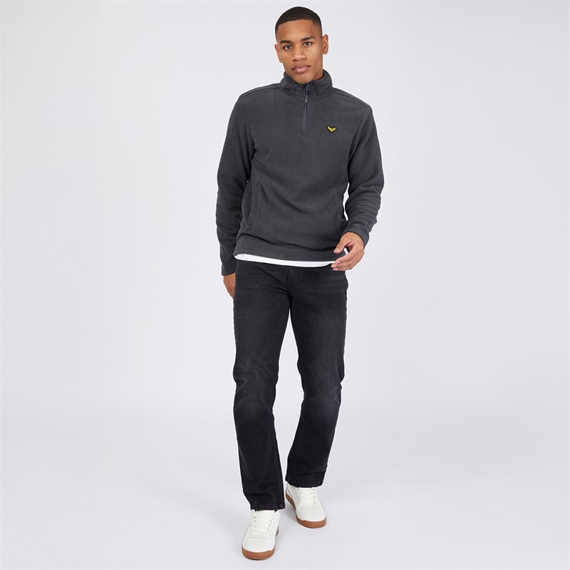 THREADBARE Mens Blade 1/4 Zip Fleece Charcoal