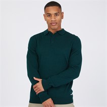 THREADBARE Mens Whitlow Long Sleeve Polo Jumper Pine