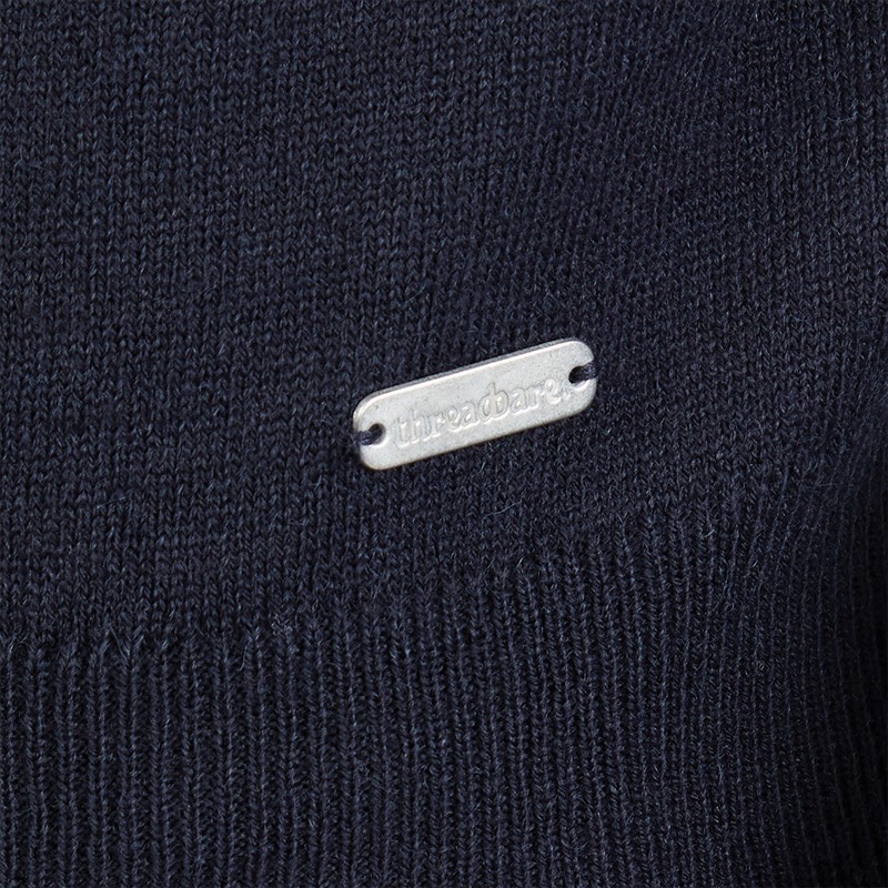 THREADBARE Mens Whitlow Long Sleeve Polo Jumper Navy