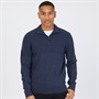 THREADBARE Mens Kensington 1/4 Zip Jumper Navy Marl