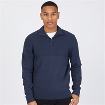 THREADBARE Mens Kensington 1/4 Zip Jumper Navy Marl