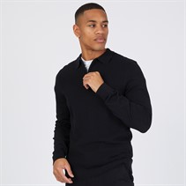 THREADBARE Mens Whinberry Long Sleeve Polo Jumper Black