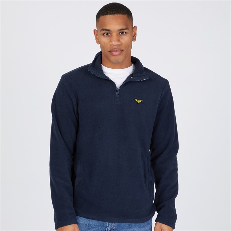 THREADBARE Mens Blade 1/4 Zip Fleece Navy