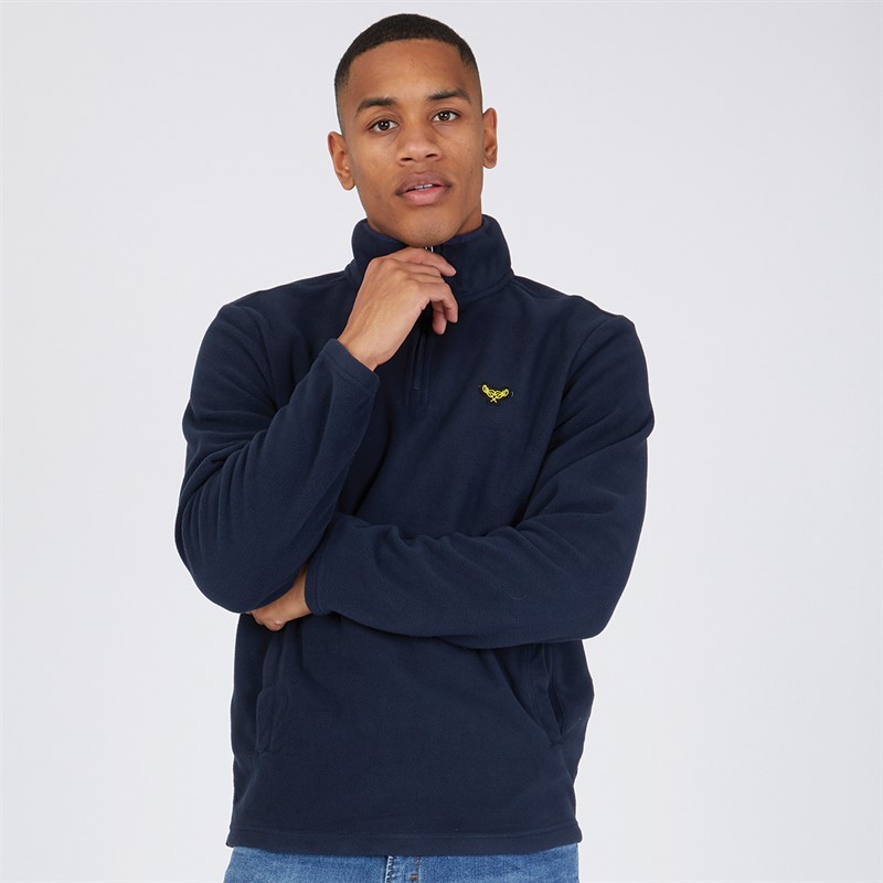 THREADBARE Mens Blade 1/4 Zip Fleece Navy