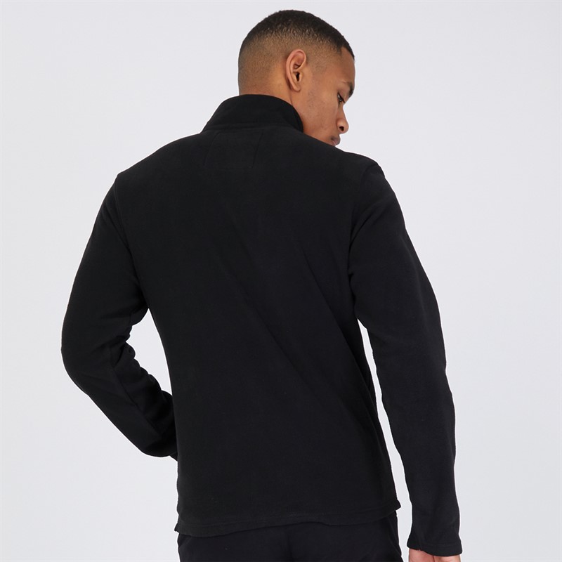 THREADBARE Mens Blade 1/4 Zip Fleece Black