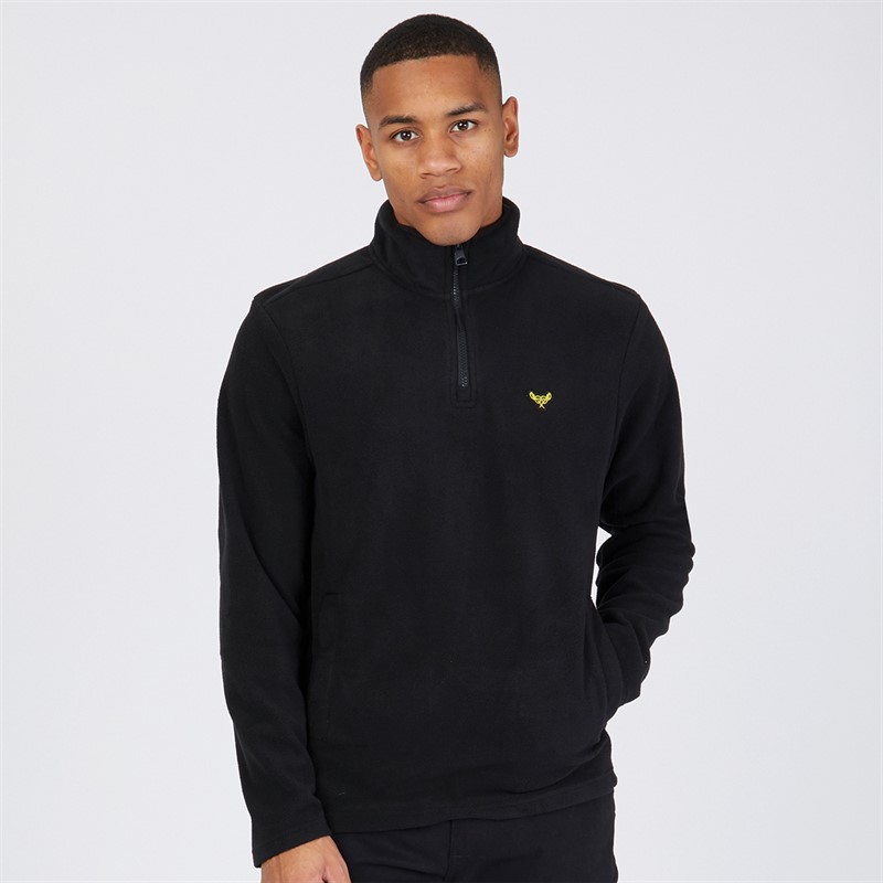 THREADBARE Mens Blade 1/4 Zip Fleece Black