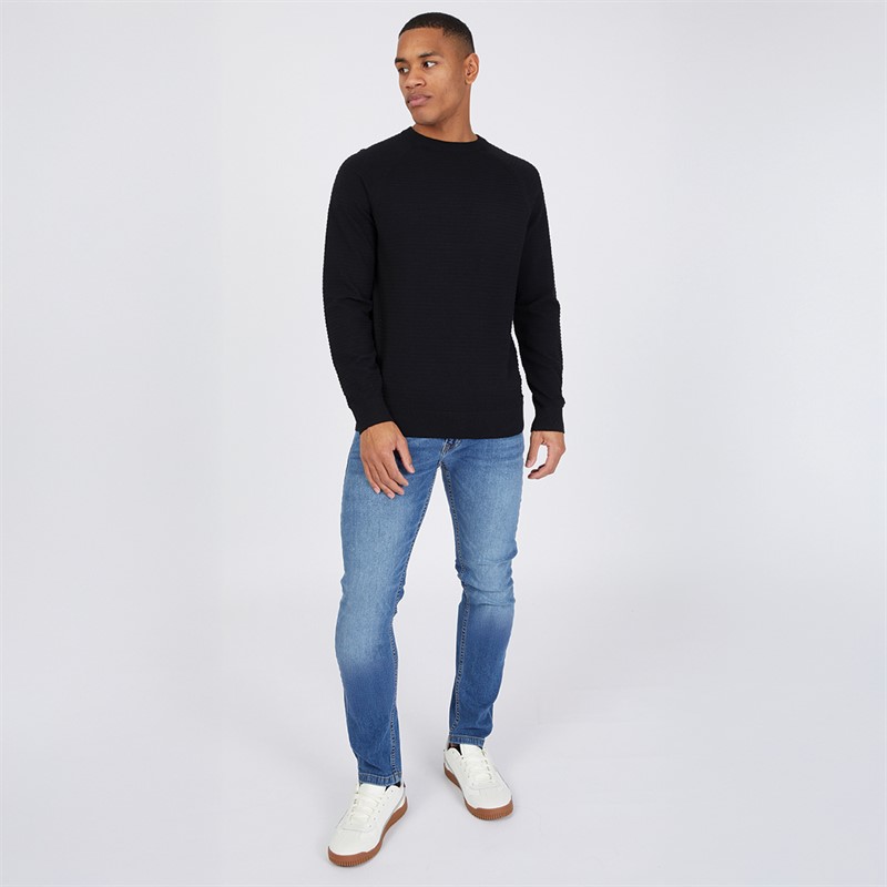 THREADBARE Mens Mowbray Crew Neck Jumper Black