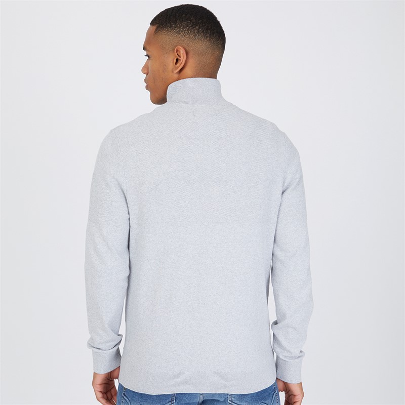 THREADBARE Mens Kensington 1/4 Zip Jumper Light Grey Marl