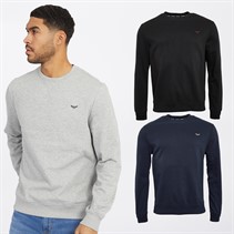 THREADBARE Mens Citrus Three Pack Sweatshirts Black/Navy/Grey Marl