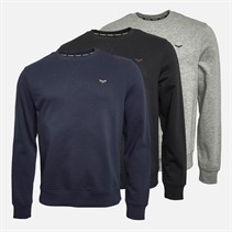 THREADBARE Mens Three Pack Marigold Crew Neck Sweatshirts Black/Navy/Grey