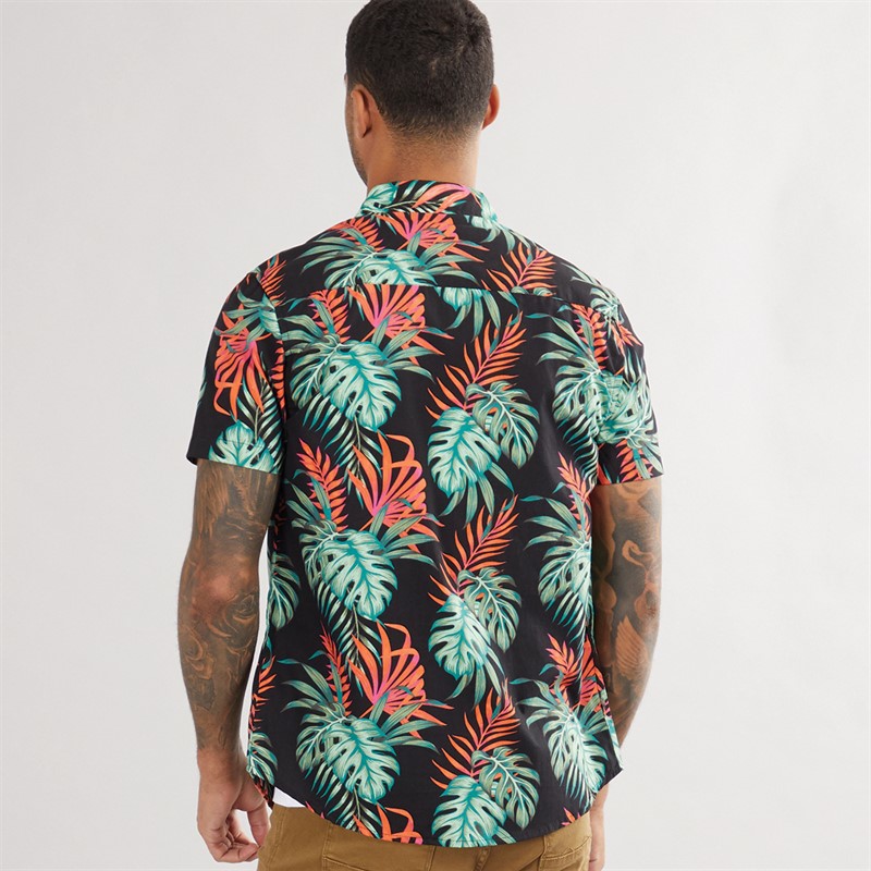 THREADBARE Mens Knight Short Sleeve Shirt Black