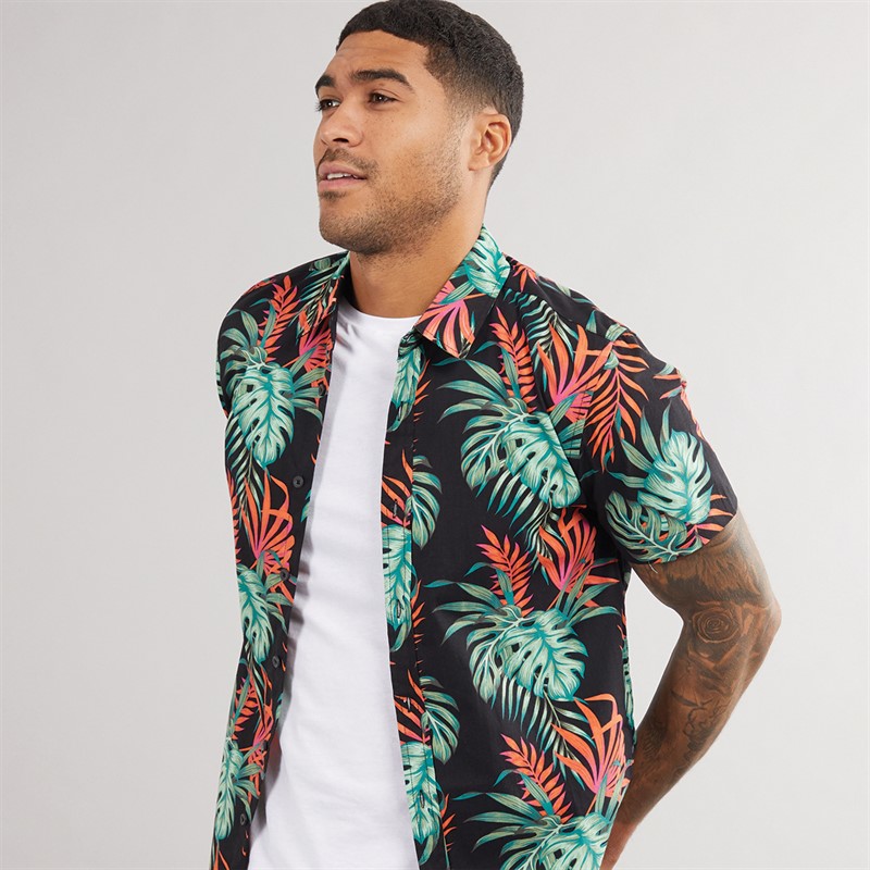 THREADBARE Mens Knight Short Sleeve Shirt Black