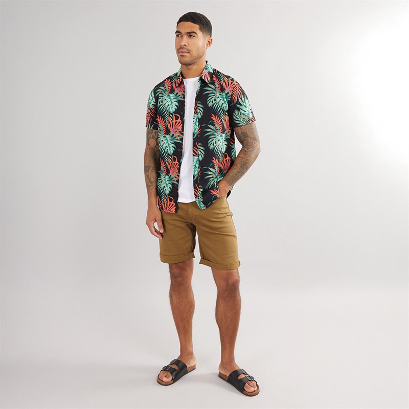 THREADBARE Mens Knight Short Sleeve Shirt Black