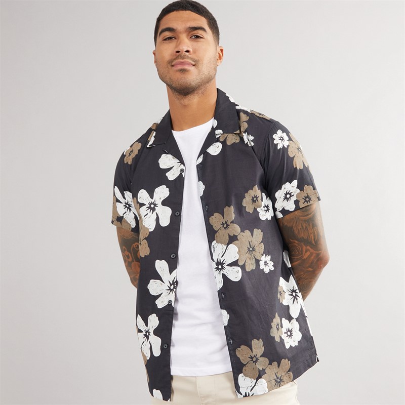 THREADBARE Mens Terrace Short Sleeve Shirt Black