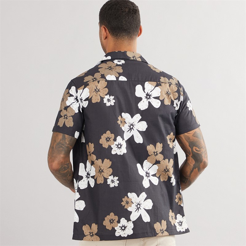 THREADBARE Mens Terrace Short Sleeve Shirt Black
