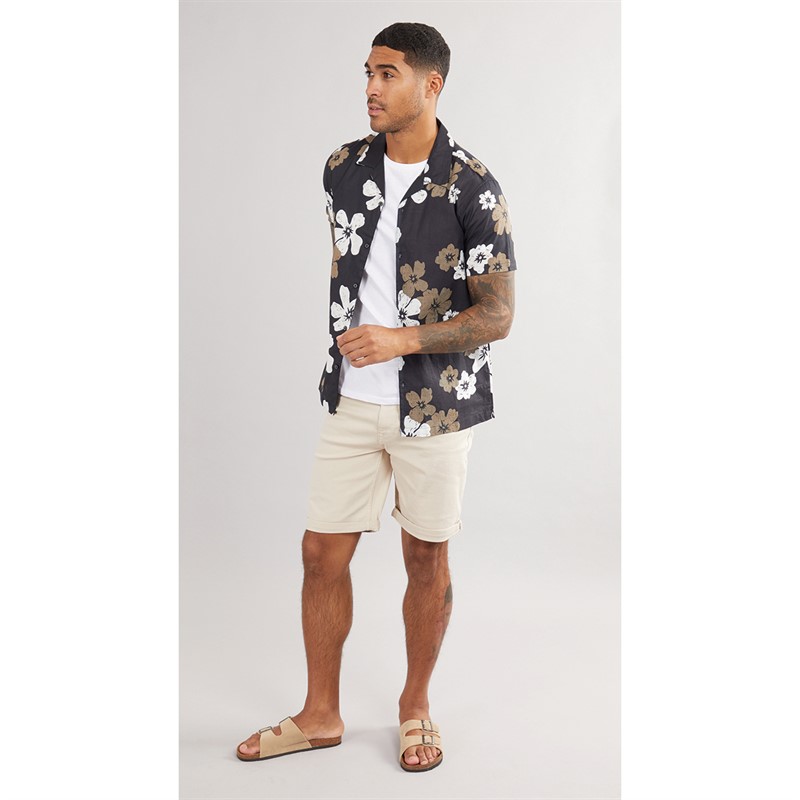 THREADBARE Mens Terrace Short Sleeve Shirt Black