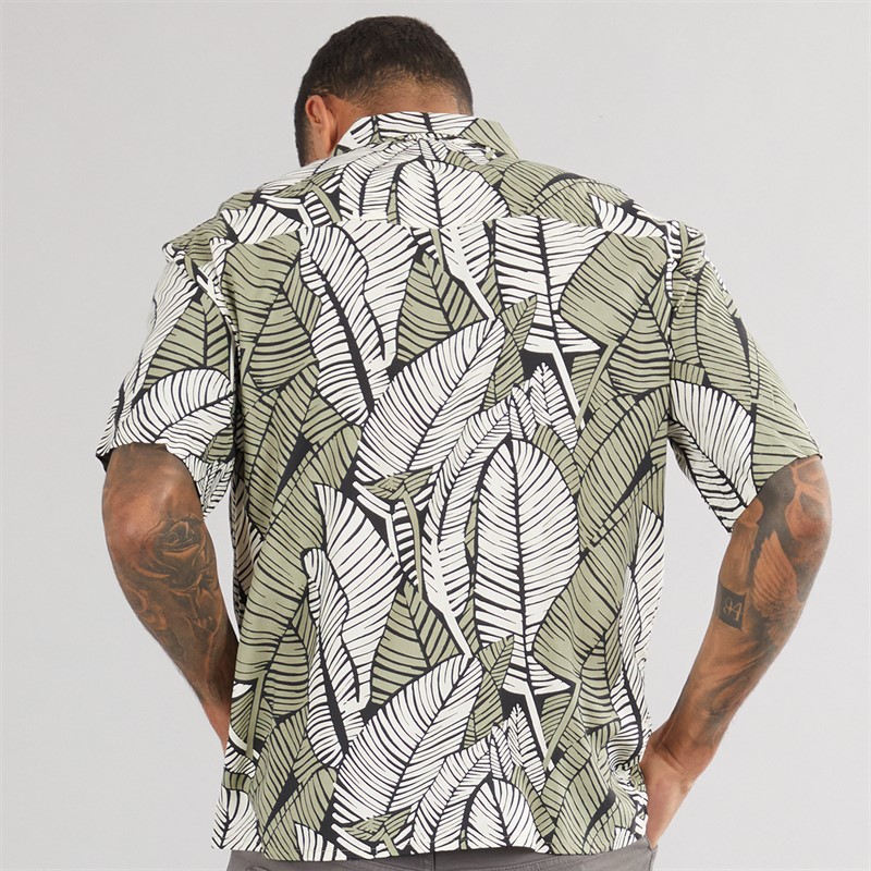 THREADBARE Mens Retro Short Sleeve Shirt Black